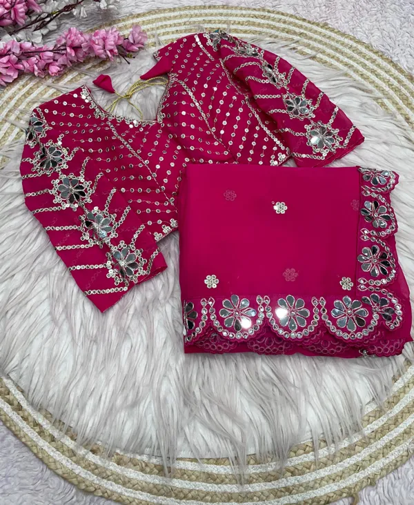 Pink_Silk_Georgette_Sequin_Embellished_Saree_For_Women