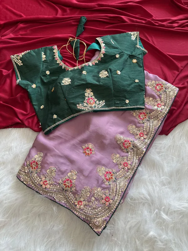 Green_Mauve_Silk_Georgette_Embroidered_Saree_With_Stitched_Blouse_For_Women