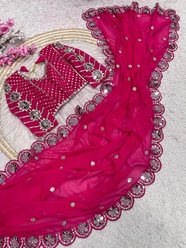 Pink_Silk_Georgette_Sequin_Embellished_Saree_For_Women