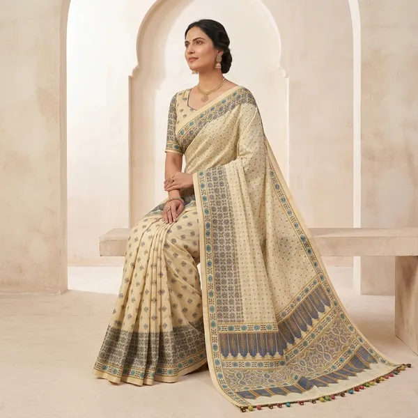 Mull_Chanderi_Off_White_Silk_Printed_Saree_With_Blouse_For_Women