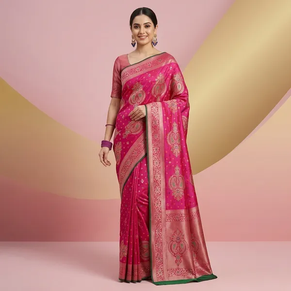 Pink_Banarasi_Silk_Meenakari_Jari_Saree_For_Women