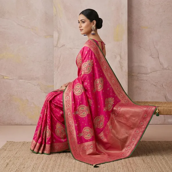 Pink_Banarasi_Silk_Meenakari_Jari_Saree_For_Women