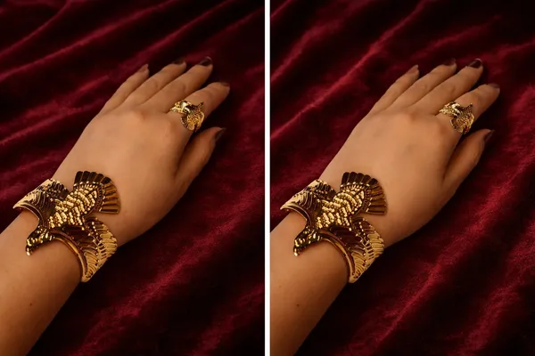 18_k_Gold-Plated_Eagle_Bracelet_And_Ring_Set