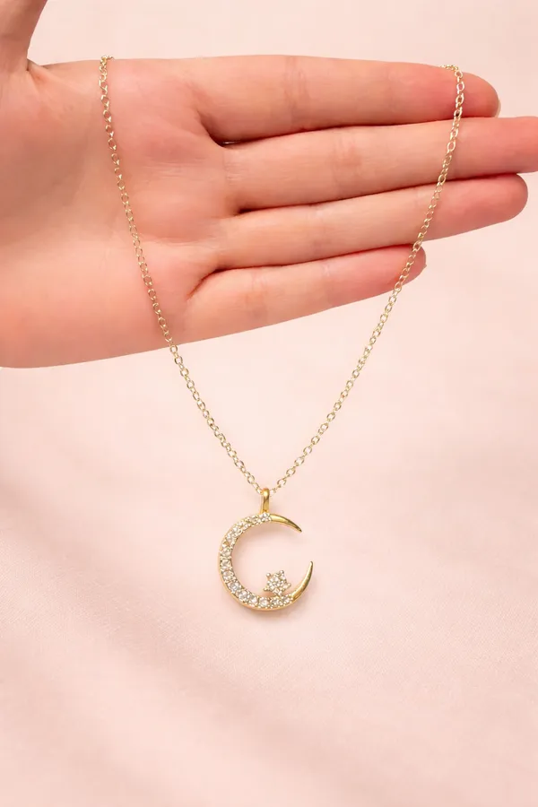 Gold-Plated_Crescent_Moon_And_Star_Pendant_Necklace_With_Crystal_Accents