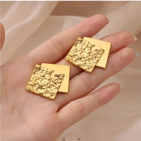 18k_Gold_Plated_Textured_Square_Stud_Earrings_For_Women