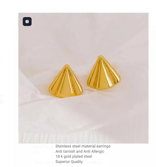 Gold-Plated_Geometric_Cone_Stud_Earrings_For_Women