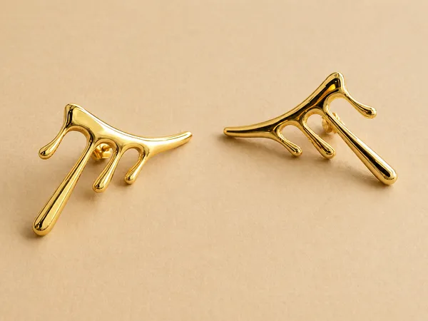 Gold-Toned_Abstract_Drip_Ear_Climber_Earrings