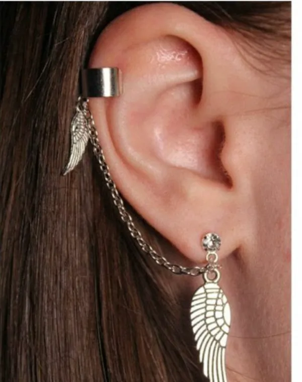 Angel_Wing_Chain_Drop_Ear_Cuff_Stud_Earrings_-_Silver