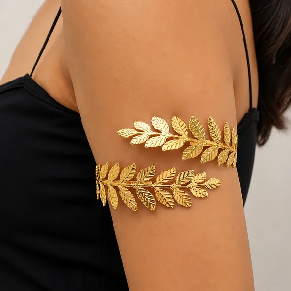 Anti_Tarnish_18K_Gold_Plated_Leaf_Armlet_Adjustable_Upper_Arm_Cuff_for_Women