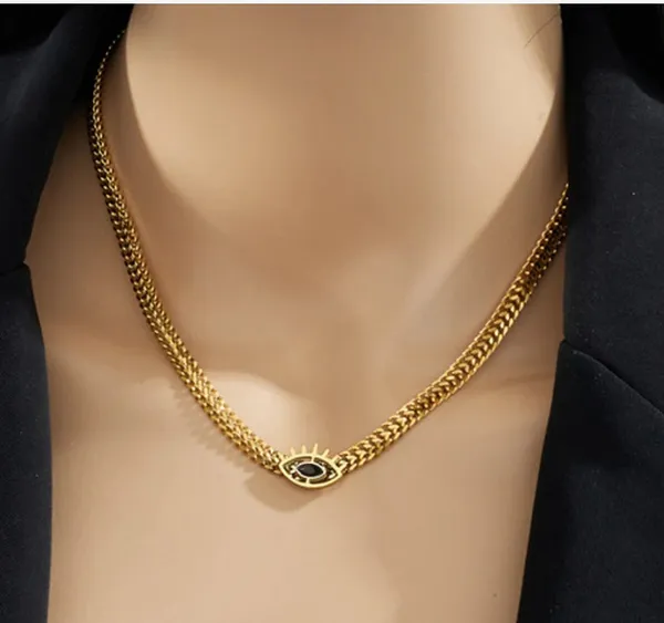 Gold-Toned_Evil_Eye_Herringbone_Chain_Necklace