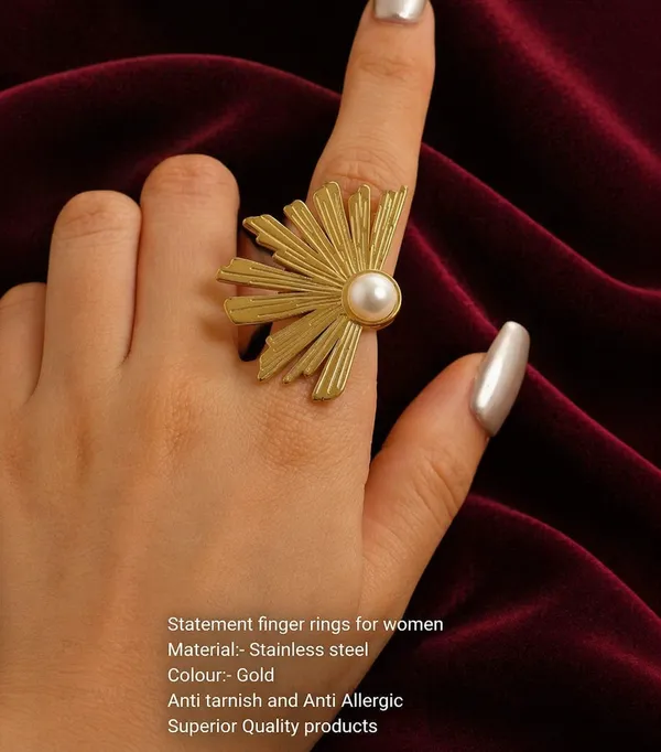 Statement_Gold-Toned_Sunburst_Starburst_Ring_With_Pearl_Center_For_Women