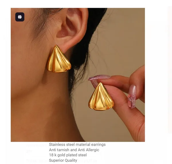 Gold-Plated_Geometric_Cone_Stud_Earrings_For_Women