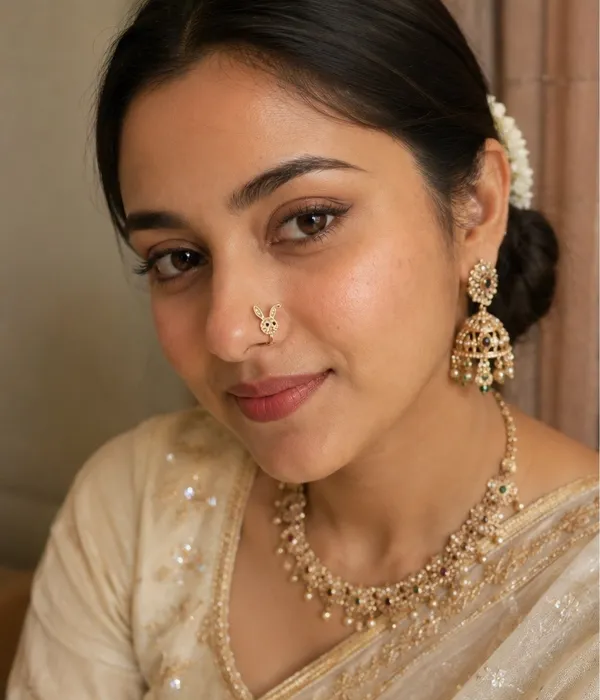 Gold-Tone_Cute_Bunny_Nose_Ring,_Crystal_Embellished_Rabbit_Design,_Non-Piercing_Clip-On_Nose_Cuff