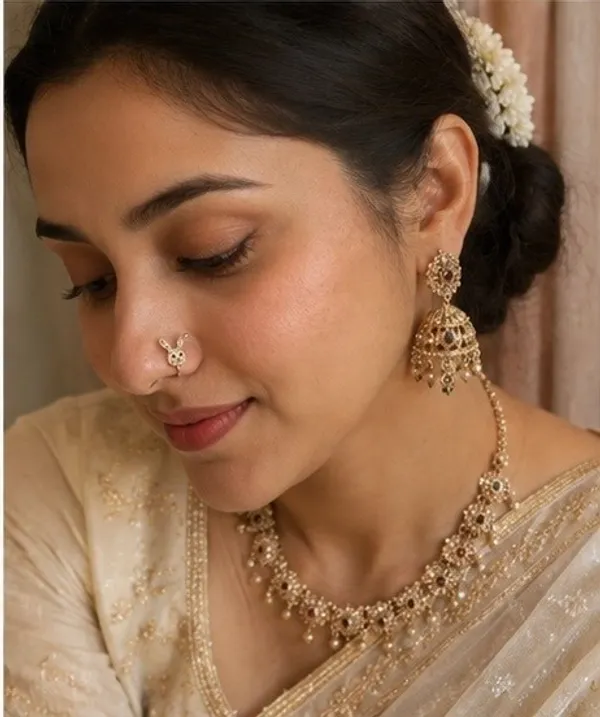 Gold-Tone_Cute_Bunny_Nose_Ring,_Crystal_Embellished_Rabbit_Design,_Non-Piercing_Clip-On_Nose_Cuff