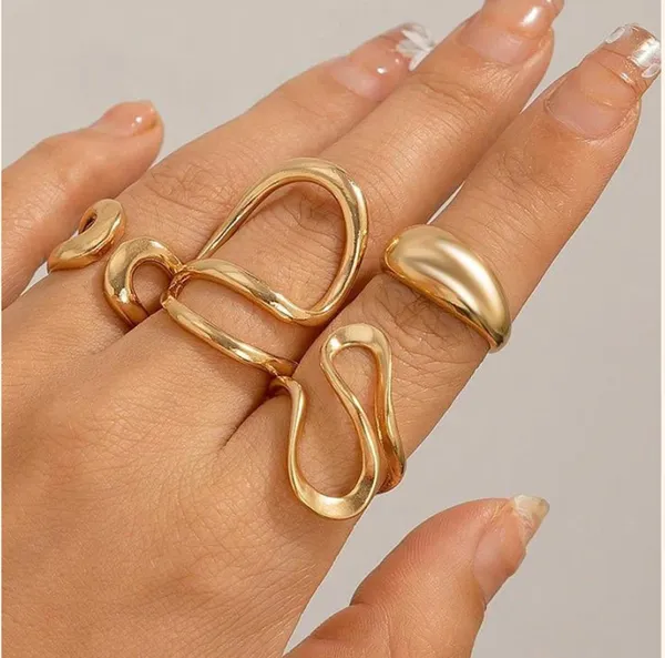 Gold-Toned_Abstract_Ring_Set_(Pack_Of_4)