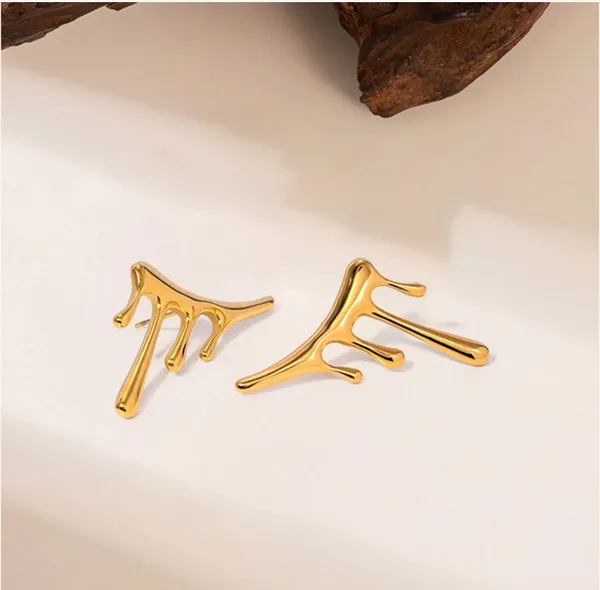 Gold-Toned_Abstract_Drip_Ear_Climber_Earrings