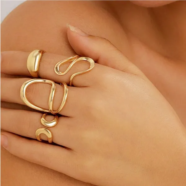 Gold-Toned_Abstract_Ring_Set_(Pack_Of_4)