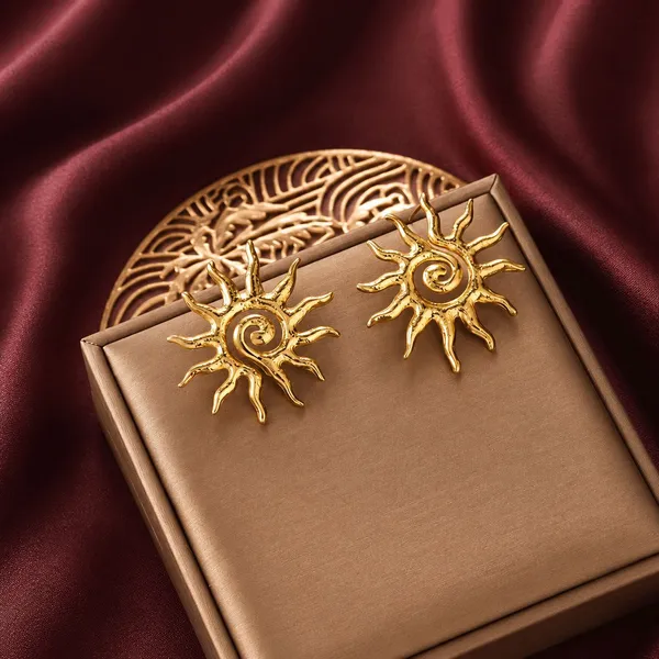 Stainless_Steel_Sun_Shaped_Earrings_-_18K_Gold_Plated