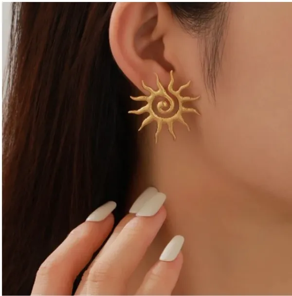 Stainless_Steel_Sun_Shaped_Earrings_-_18K_Gold_Plated