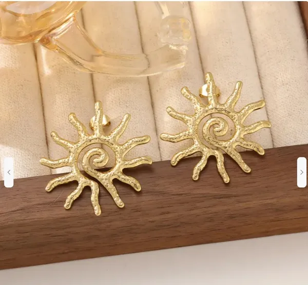 Stainless_Steel_Sun_Shaped_Earrings_-_18K_Gold_Plated