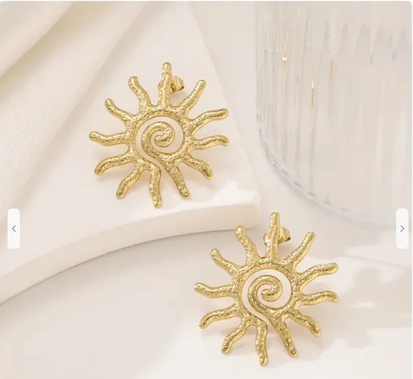 Stainless_Steel_Sun_Shaped_Earrings_-_18K_Gold_Plated