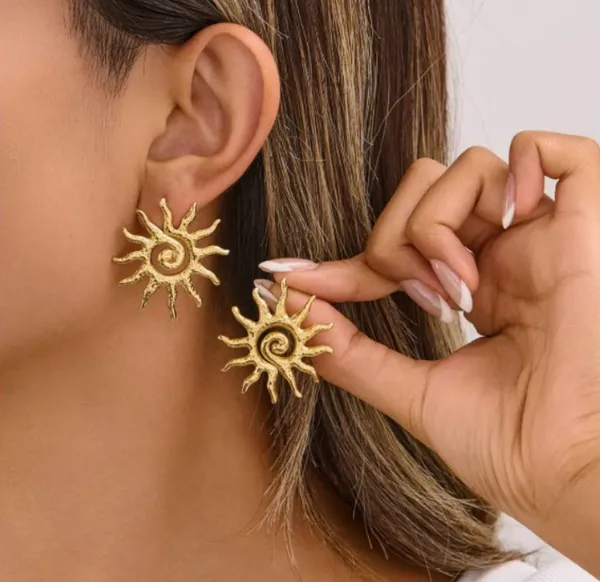 Stainless_Steel_Sun_Shaped_Earrings_-_18K_Gold_Plated
