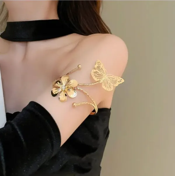 Butterfly_And_Flower_Gold_Armlet_-_Upper_Arm_Bracelet_Bangle