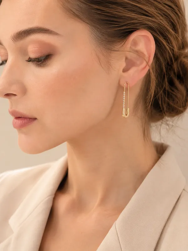 Gold-Toned_Paperclip_Safety_Pin_Earrings_For_Women