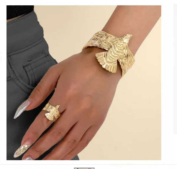 18_k_Gold-Plated_Eagle_Bracelet_And_Ring_Set