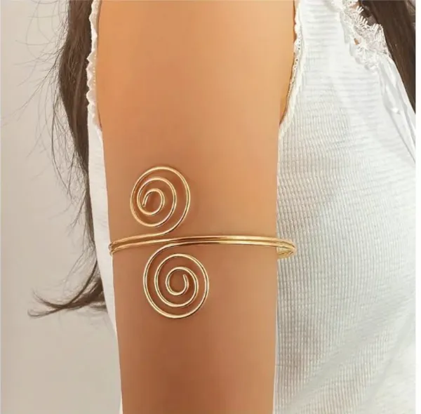 Gold-Toned_Double_Spiral_Armlet_For_Women_-_Anti-Tarnish_And_Anti-Allergic_Alloy_Copper_Arm_Bracelet