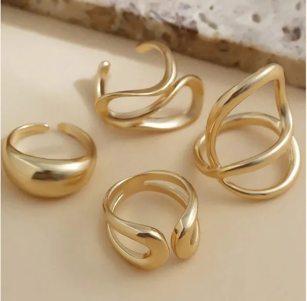 Gold-Toned_Abstract_Ring_Set_(Pack_Of_4)