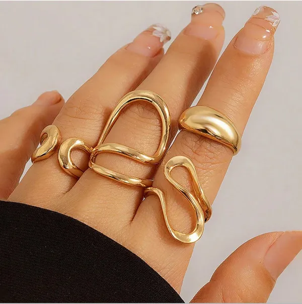 Gold-Toned_Abstract_Ring_Set_(Pack_Of_4)