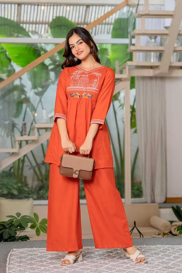 Women_S_Cotton_Embroidered_Anarkali_Kurti_With_Pant