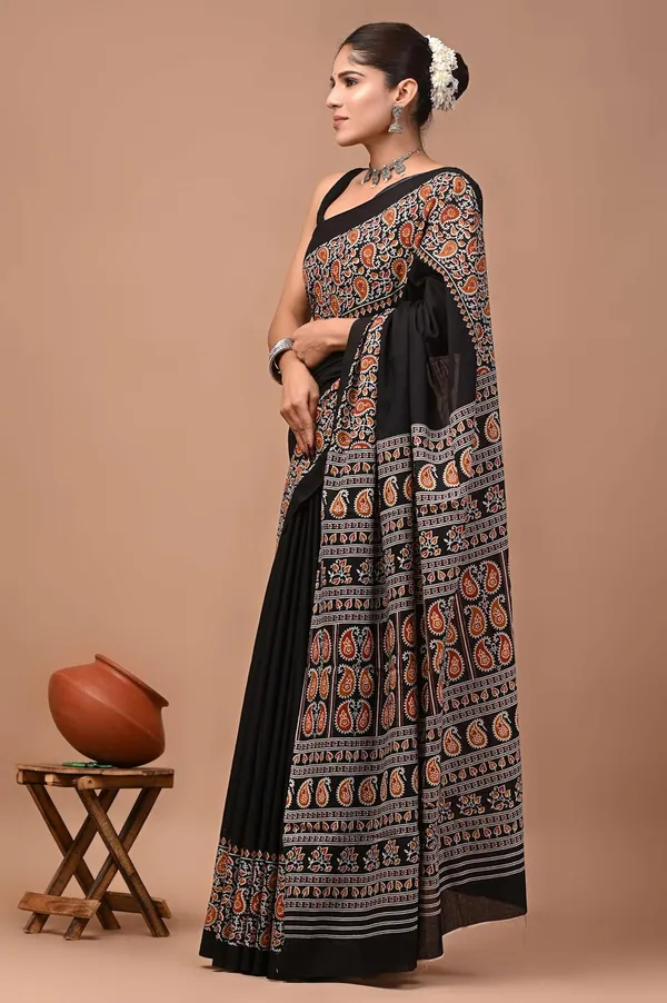Women_S_Mulmul_Cotton_Printed_Saree_With_Blouse_Piece