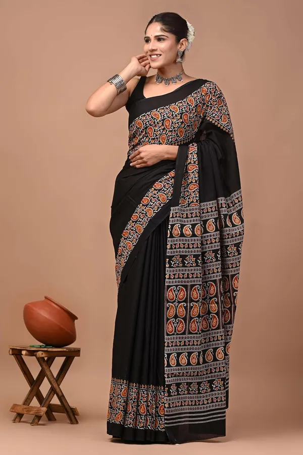 Women_S_Mulmul_Cotton_Printed_Saree_With_Blouse_Piece