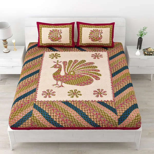 Cotton_Jaipuri_Sanganeri_Print_Bedsheet_Set_With_Pillow_Covers