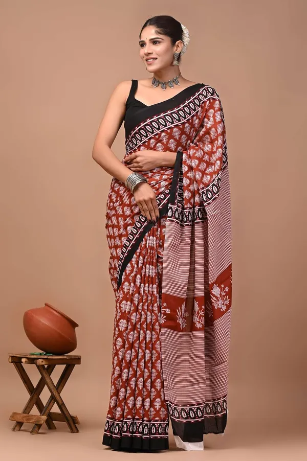 Women_S_Mulmul_Cotton_Printed_Saree_With_Blouse_Piece