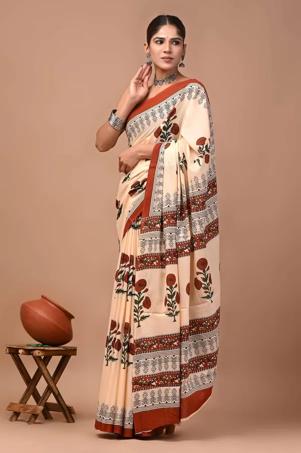 Women_S_Mulmul_Cotton_Printed_Saree_With_Blouse_Piece