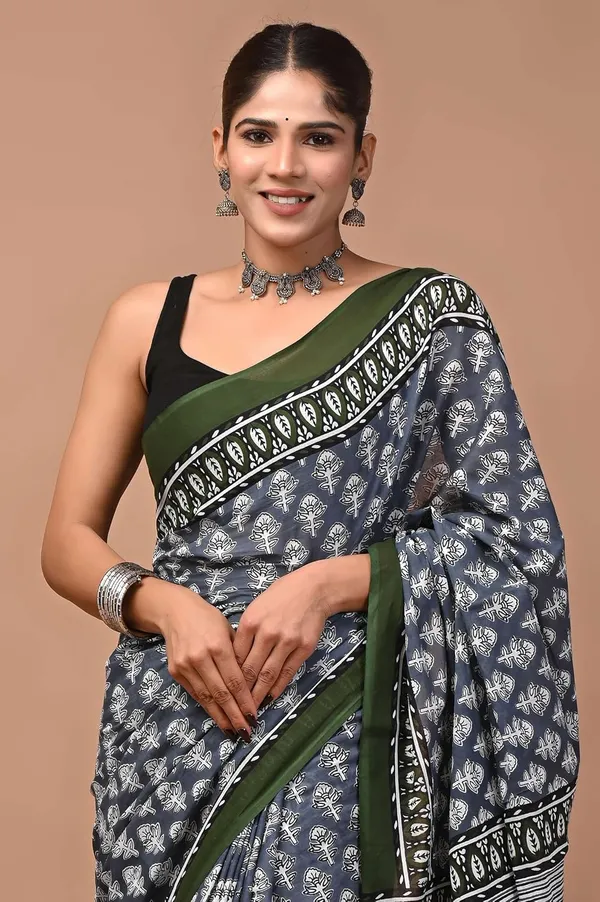 Mulmul_Cotton_Printed_Saree_With_Blouse_Piece
