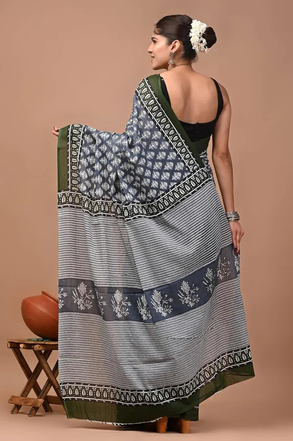 Mulmul_Cotton_Printed_Saree_With_Blouse_Piece