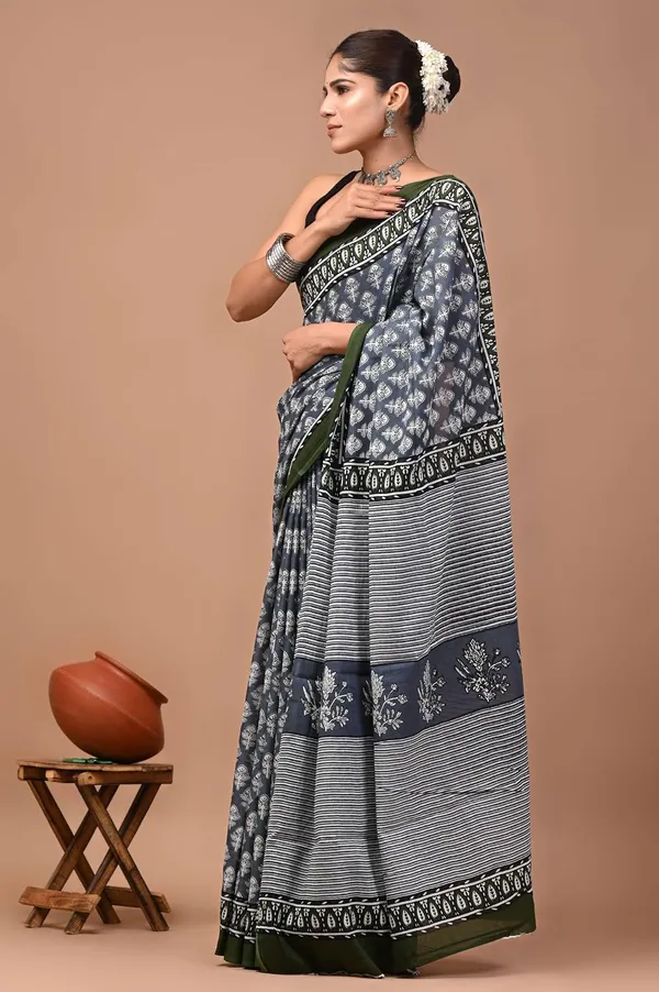 Mulmul_Cotton_Printed_Saree_With_Blouse_Piece
