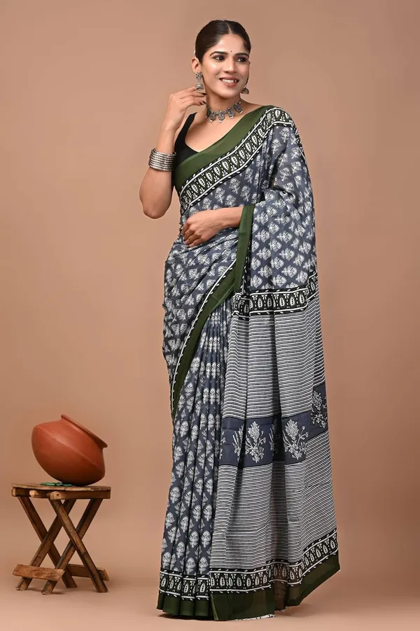 Mulmul_Cotton_Printed_Saree_With_Blouse_Piece