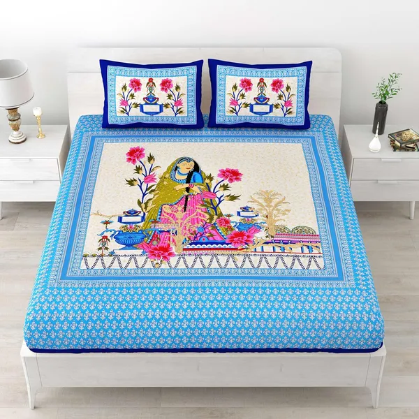 Cotton_Jaipuri_Sanganeri_Print_Bedsheet_Set_With_Pillow_Covers