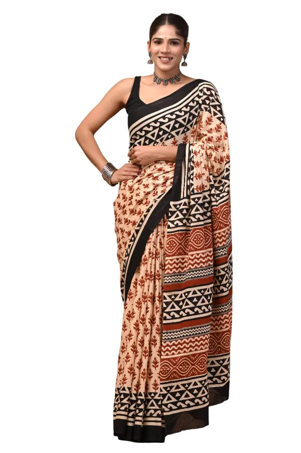 Mulmul_Cotton_Printed_Saree_With_Blouse_Piece
