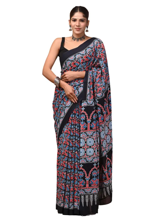 Women_S_Mulmul_Cotton_Printed_Saree_With_Blouse_Piece