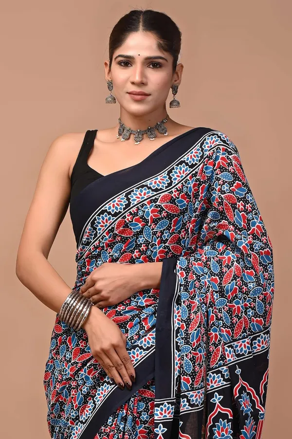 Women_S_Mulmul_Cotton_Printed_Saree_With_Blouse_Piece