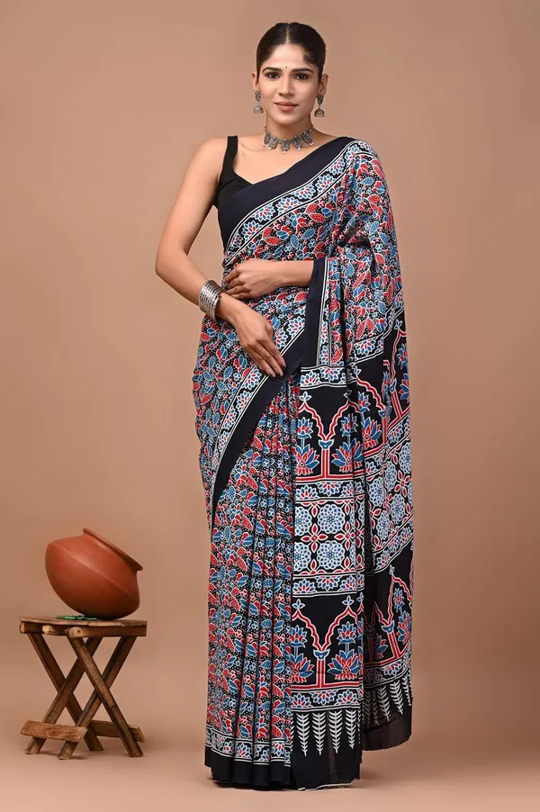 Women_S_Mulmul_Cotton_Printed_Saree_With_Blouse_Piece