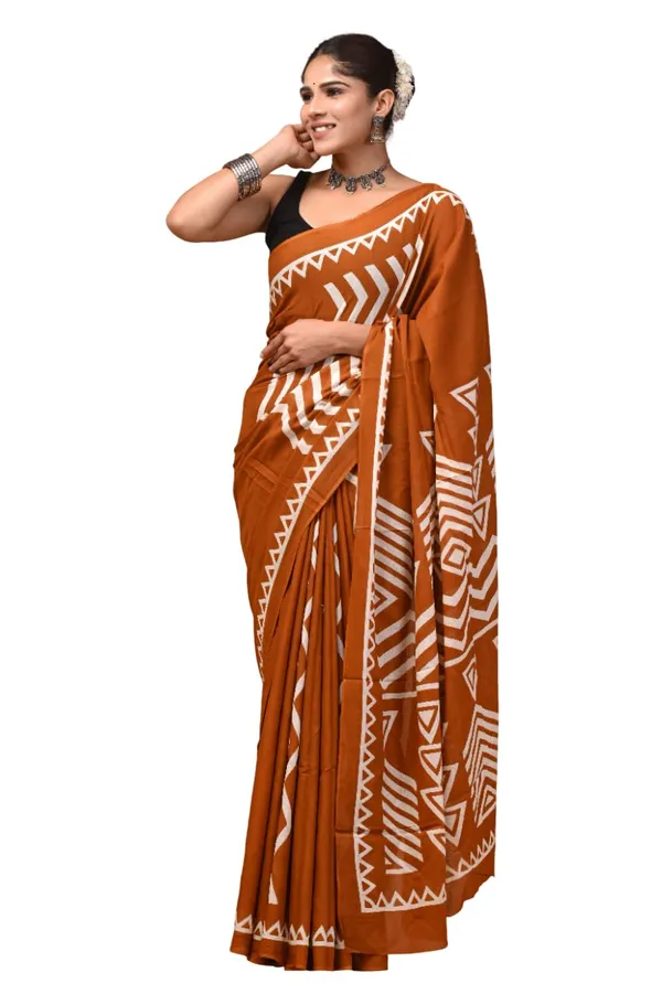 Mulmul_Cotton_Printed_Saree_With_Blouse_Piece