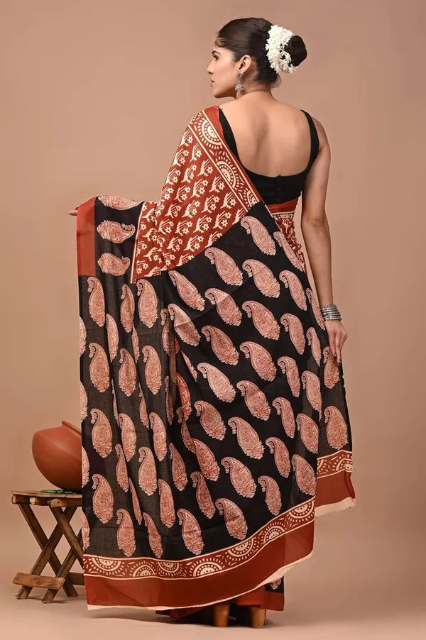 Mulmul_Cotton_Printed_Saree_With_Blouse_Piece