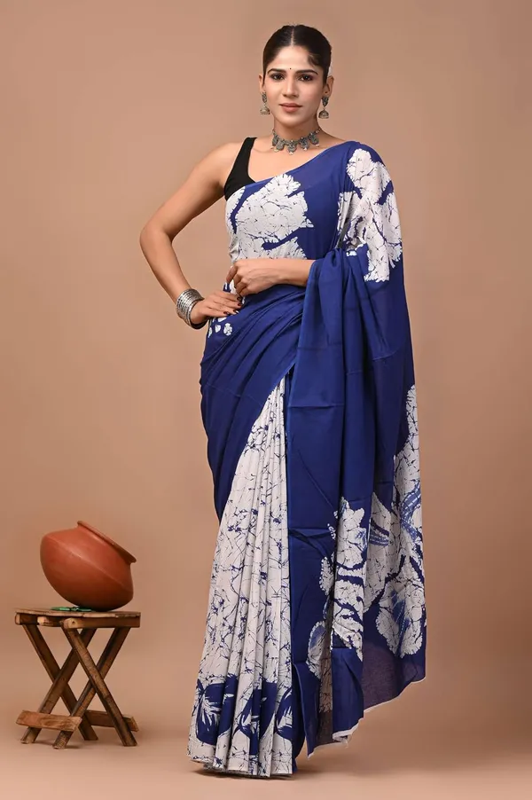 Women_S_Mulmul_Cotton_Printed_Saree_With_Blouse_Piece